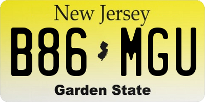 NJ license plate B86MGU