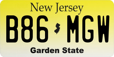 NJ license plate B86MGW