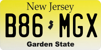 NJ license plate B86MGX
