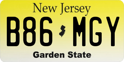 NJ license plate B86MGY