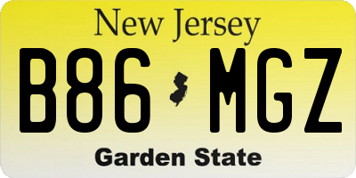 NJ license plate B86MGZ