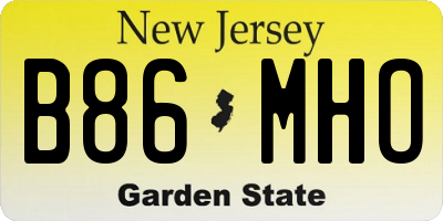 NJ license plate B86MHO