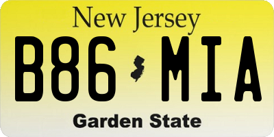 NJ license plate B86MIA