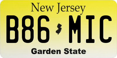 NJ license plate B86MIC