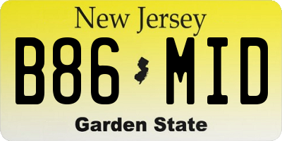 NJ license plate B86MID