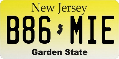 NJ license plate B86MIE