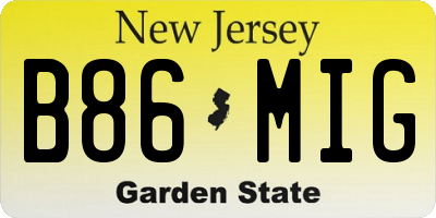 NJ license plate B86MIG