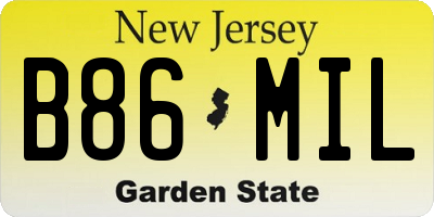 NJ license plate B86MIL
