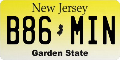 NJ license plate B86MIN