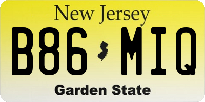 NJ license plate B86MIQ