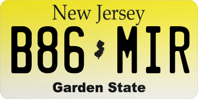 NJ license plate B86MIR