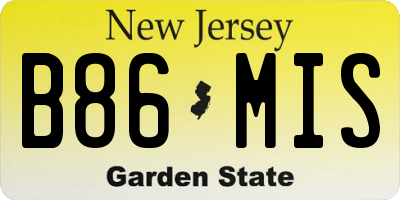 NJ license plate B86MIS