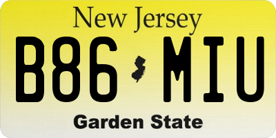 NJ license plate B86MIU