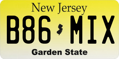 NJ license plate B86MIX