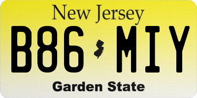 NJ license plate B86MIY