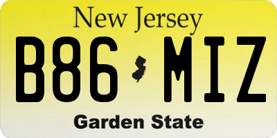 NJ license plate B86MIZ