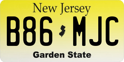 NJ license plate B86MJC