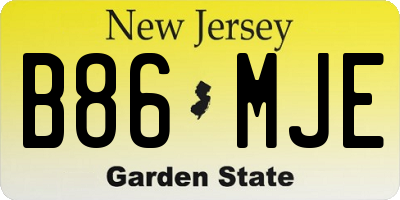 NJ license plate B86MJE