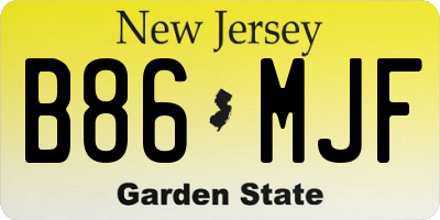 NJ license plate B86MJF