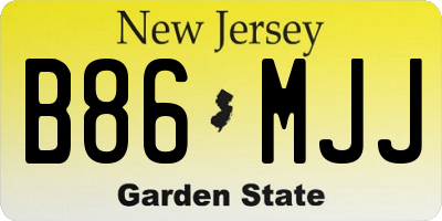 NJ license plate B86MJJ