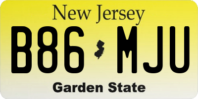 NJ license plate B86MJU