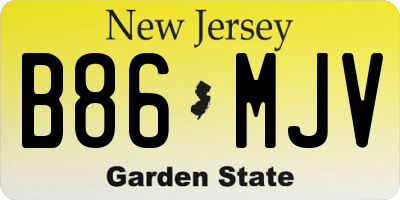 NJ license plate B86MJV