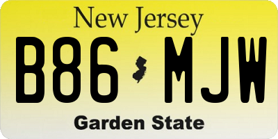 NJ license plate B86MJW