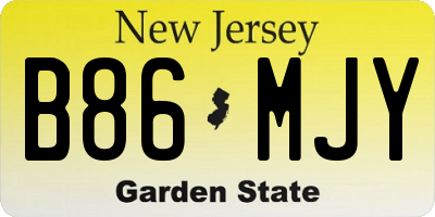 NJ license plate B86MJY