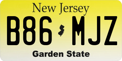 NJ license plate B86MJZ