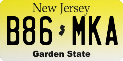 NJ license plate B86MKA