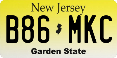 NJ license plate B86MKC