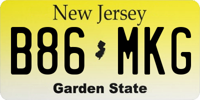 NJ license plate B86MKG