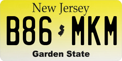 NJ license plate B86MKM