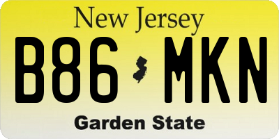 NJ license plate B86MKN