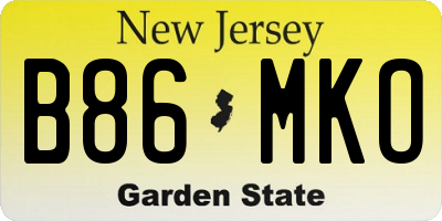 NJ license plate B86MKO