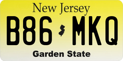 NJ license plate B86MKQ