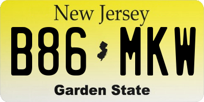 NJ license plate B86MKW