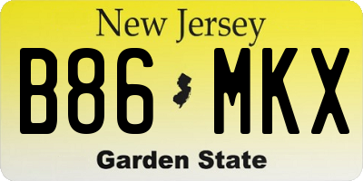 NJ license plate B86MKX