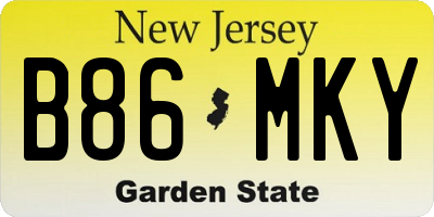 NJ license plate B86MKY