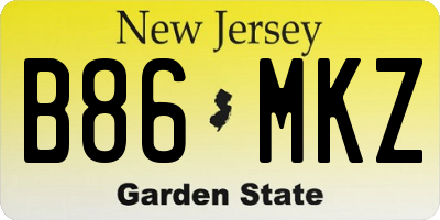 NJ license plate B86MKZ
