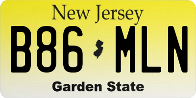 NJ license plate B86MLN