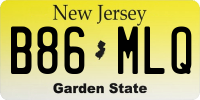 NJ license plate B86MLQ