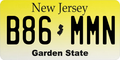 NJ license plate B86MMN