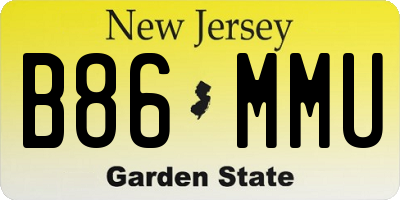 NJ license plate B86MMU