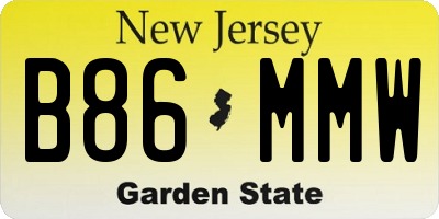 NJ license plate B86MMW