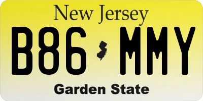 NJ license plate B86MMY