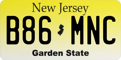 NJ license plate B86MNC