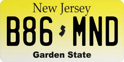 NJ license plate B86MND