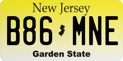 NJ license plate B86MNE