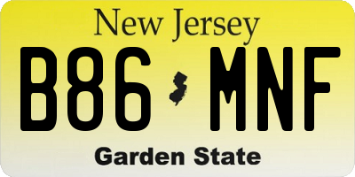 NJ license plate B86MNF